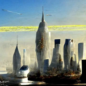 AI generated scratch on the New York city view at the far future Stock Illustration