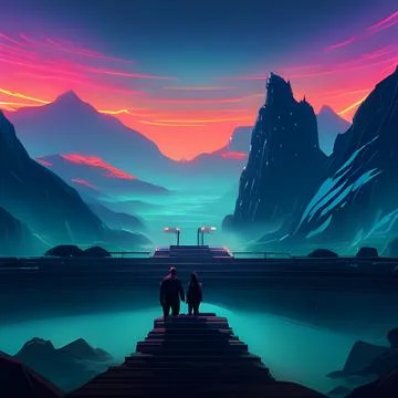 Ai generated, stunning mountain background Stock Illustration