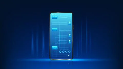 AI Generated Technology Background with Smartphone Chatting with Artificial.. 스톡 일러스트