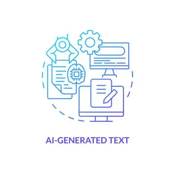 AI generated text blue gradient concept icon Stock Illustration