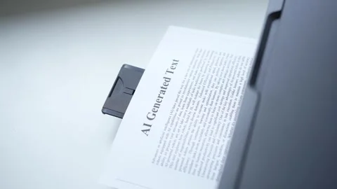 AI Generated Text Document Being Printed by Printer Closeup Stock Footage 243325620