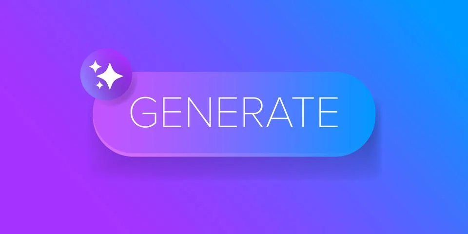AI generated ultraviolet neon button for artificial intelligence generate app Stock Illustration