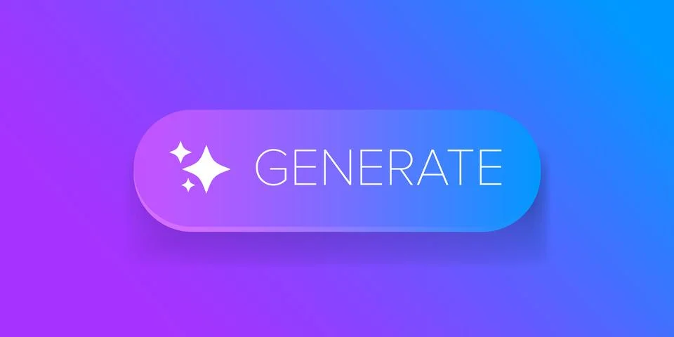 AI generated ultraviolet neon button for artificial intelligence generate app Stock Illustration