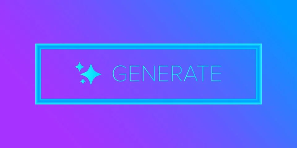 AI generated ultraviolet neon button for artificial intelligence generate app Stock Illustration