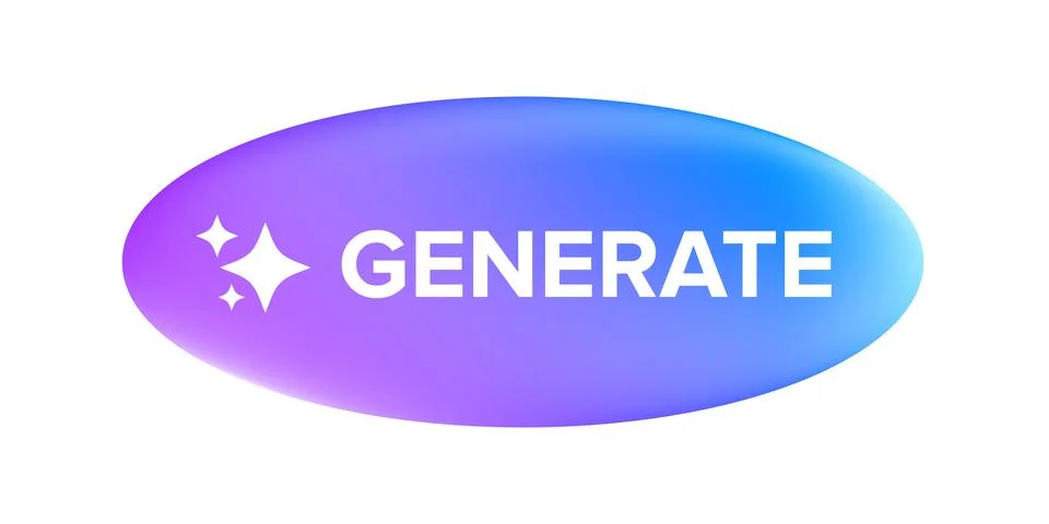 AI generated ultraviolet neon button for artificial intelligence generate app Stock Illustration