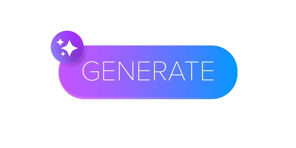 AI generated ultraviolet neon button for artificial intelligence generate app Stock Illustration
