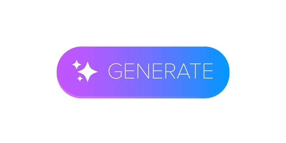AI generated ultraviolet neon button for artificial intelligence generate app Stock Illustration