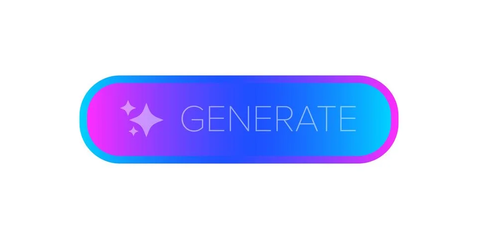 AI generated ultraviolet neon button for artificial intelligence generate app Stock Illustration