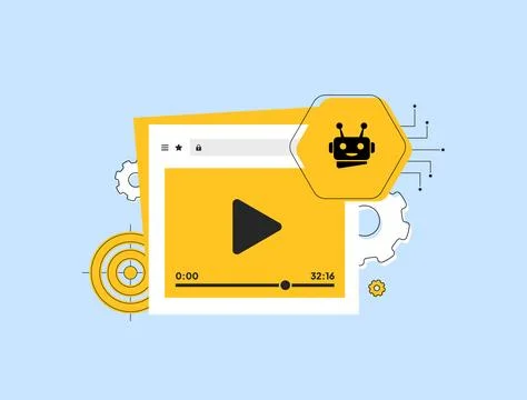 AI-generated video content optimizing marketing campaigns with automated tools Stock Illustration