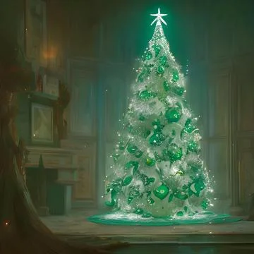 AI generated view of a beautifully decorated Christmas indoors Stock Illustration