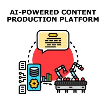 Ai generating digital content using automated production platform Stock Illustration