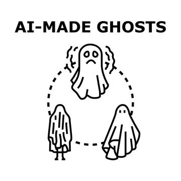 Ai generating digital ghosts and virtual entities concept 스톡 일러스트