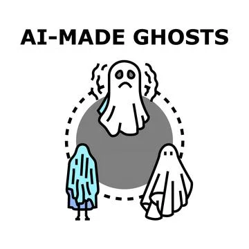 Ai generating digital ghosts and virtual entities concept Stock Illustration
