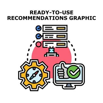 Ai generating ready to use recommendations graphic Stock Illustration
