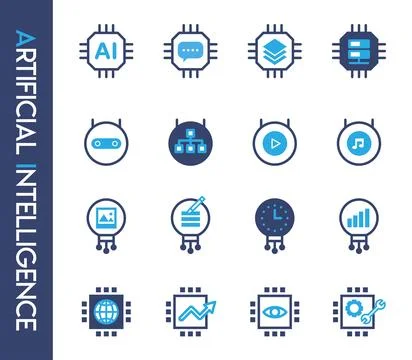 AI Generation Artificial Intelligence Icon Set Stock Illustration
