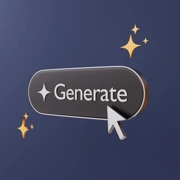 AI generation button with sparkles and a cursor click, Automated content Stock Illustration