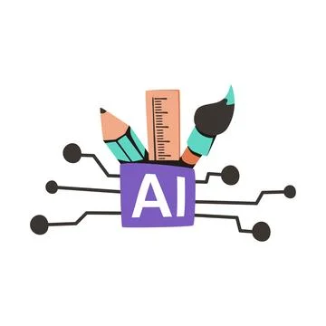 AI Generative Art Creative Tools Flat Vector Icon イラスト素材