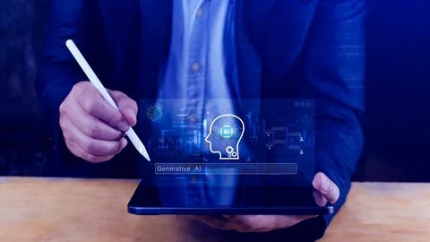 AI generative concept, using technology generative AI for working tools. Ch.. Stock Photos