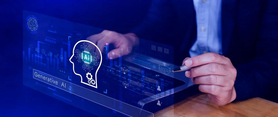 AI generative concept, using technology generative AI for working tools. Ch.. Stock Photos