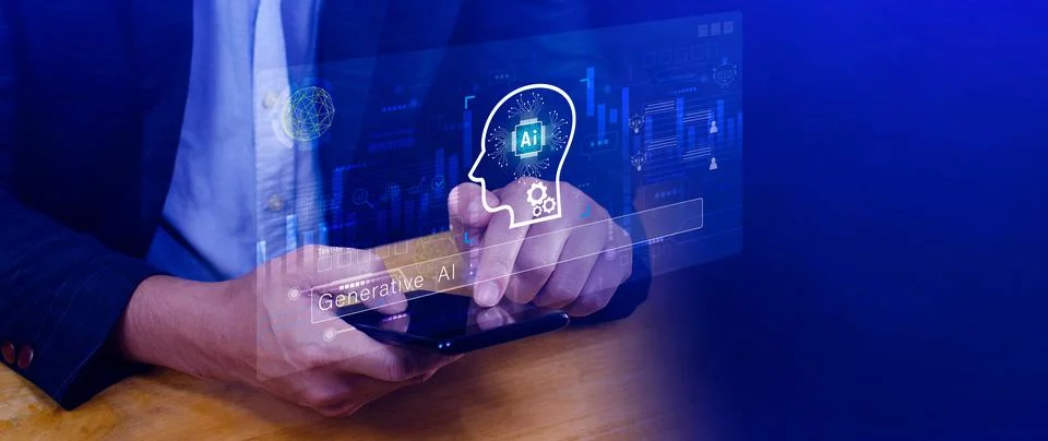 AI generative concept, using technology generative AI for working tools. Ch.. Stock Photos