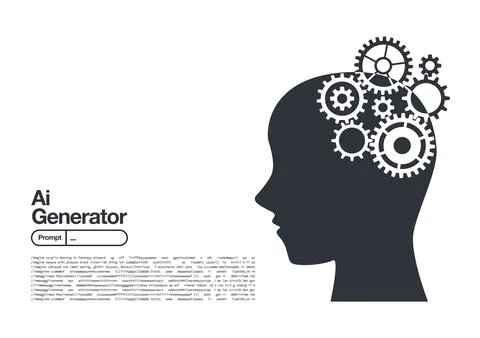 AI generator Artificial intelligence with in humanoid head Illustrazione stock