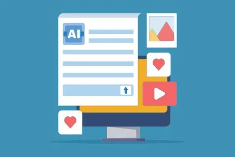 AI Generator Website Concept, AI generative tool. Stock Illustration