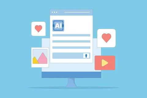 AI Generator Website Concept, AI generative tool. Stock Illustration