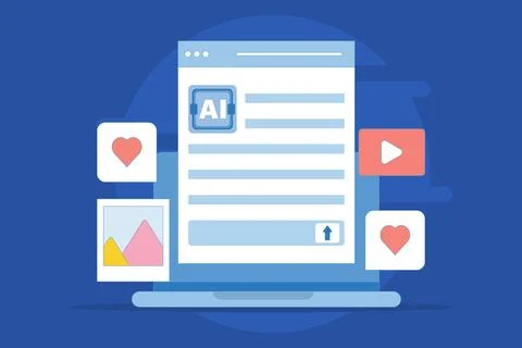 AI Generator Website Concept, AI generative tool. Stock Illustration