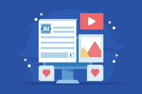 AI Generator Website Concept, AI generative tool. Stock Illustration