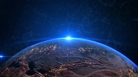 AI Global Network over Earth for Cloud Data and Cyber Connectivity Stock Footage 342624216