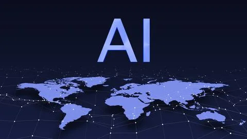 AI Globalization concept with world connection Illustration