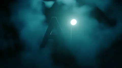 Ai with glowing dot emerging from dark cloudy background. 3D animation. Stock Footage 239026905