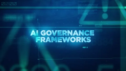 AI governance frameworks concept technology futuristic data background Stock Footage 320114915