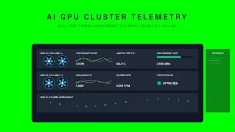 Ai Gpu Cluster Telemetry Dashboard with Thermal Throttling and Power Manage.. Vídeos de archivo 347627109
