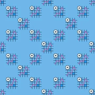 AI Graph vector AI colored seamless pattern 스톡 일러스트