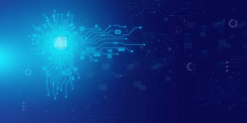 Ai graphics computer chip brain memory power, Artificial intelligence Ai se.. Stock Illustration