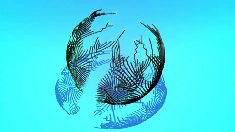 Ai growing geometric pattern of lines form sphere. Building solution by AI or Stock Footage 147844626