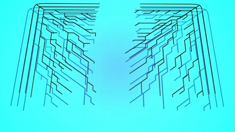 Ai growing geometric pattern of lines form plane. Building solution by AI or Stock Footage 148294240