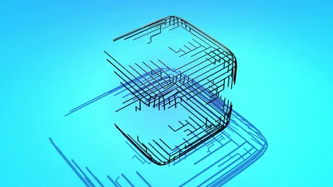 Ai growing geometric pattern of lines form cube. Building solution by ai or Stock Footage 149217405