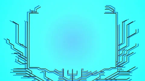 Ai growing geometric pattern of lines form frame with copy space. Building Stock Footage 158064350