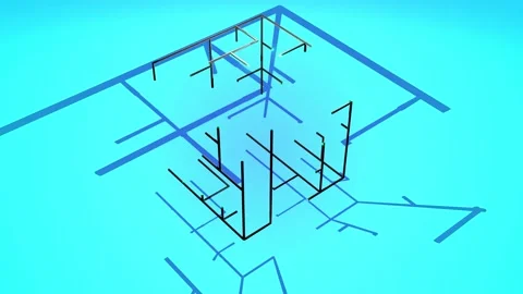 Ai growing geometric pattern of lines form cube. Building solution by ai or Stock Footage 167668322