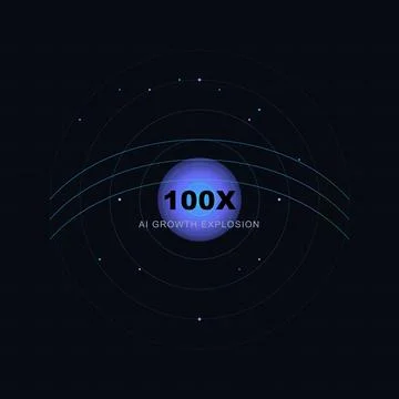 AI Growth Explosion 100X Artificial Intelligence HUD Animation Stockillustratie