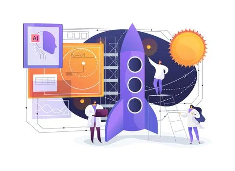 AI-Guided Launch Window Forecasting abstract concept vector illustration. Stock Illustration