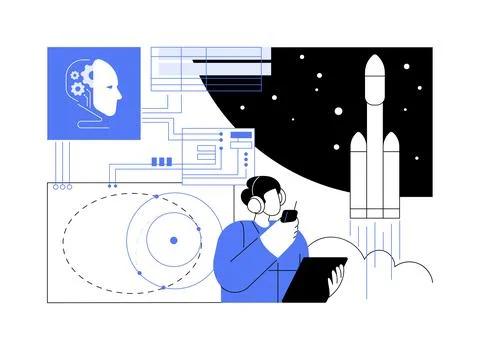 AI-Guided Launch Window Forecasting abstract concept vector illustration. Stock Illustration
