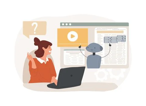 AI-Guided Self-Help Customer Service abstract concept vector illustration. Ilustración de archivo