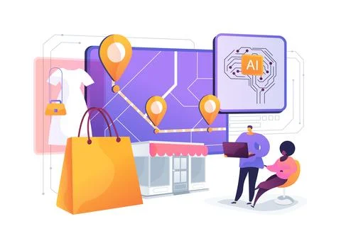 AI-Guided Supply Chain Transparency abstract concept vector illustration. Illustrazione stock