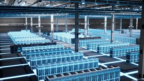 AI hardware mainframes in data center upgrading systems, digital twin concept Foto stock