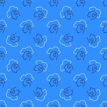 AI Head and Cloud vector Learning colored seamless pattern 스톡 일러스트