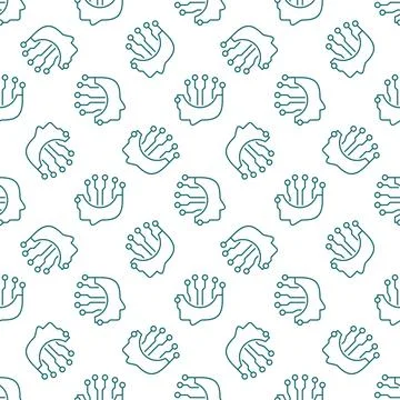 AI Head with Circuits Board vector line seamless pattern Stockillustratie