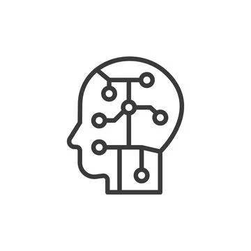 AI head, icon in line design. AI, head, intelligence, technology, artificial Stock Illustration
